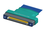 NM-162-021-261-THAA - Nano-miniature D-shaped I/O connector with factory installed backshell and with 21 contacts and threaded holes for attachment hardware.