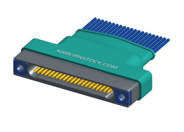 NM-162-021-261-THAA - Nano-miniature D-shaped I/O connector with factory installed backshell and with 21 contacts and threaded holes for attachment hardware.