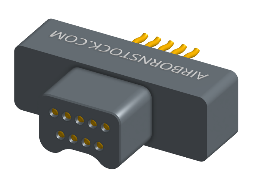 NM-212-009-125-0000 - Nano-miniature D-shaped straddle mount flex circuit board mount connector, 2 rows with 9 contacts, and no hardware. (Plug)