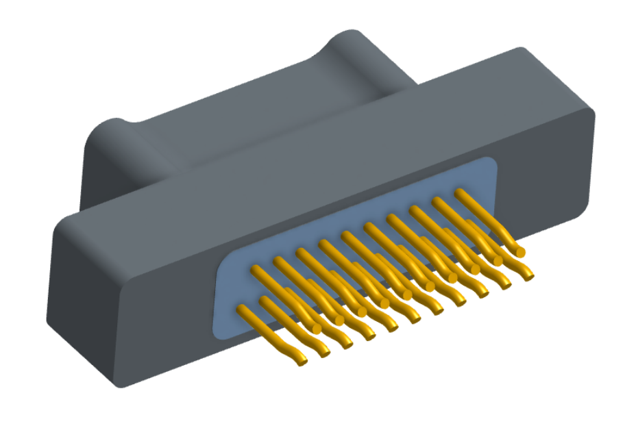 NM-212-021-128-0000 - Nano-miniature D-shaped straddle mount flex circuit board mount connector, 2 rows with 21 contacts, and no hardware. (Plug)