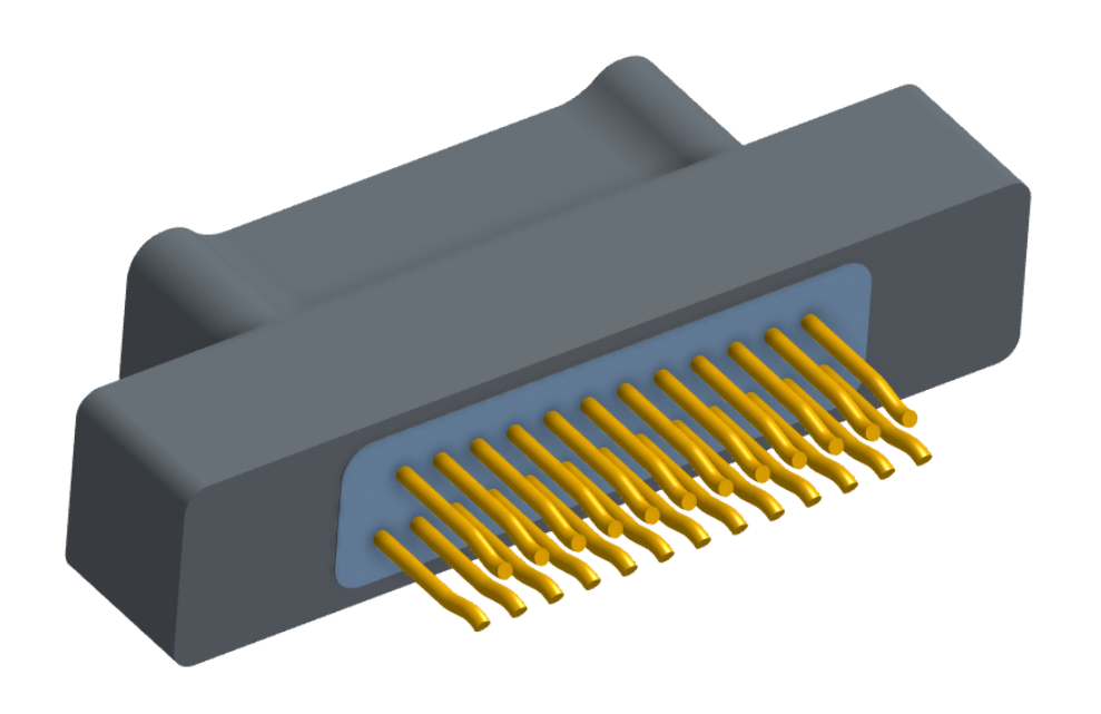 NM-213-025-125-0000 - Nano-miniature D-shaped straddle mount flex circuit board mount connector, 2 rows with 25 contacts, and no hardware. (Plug)