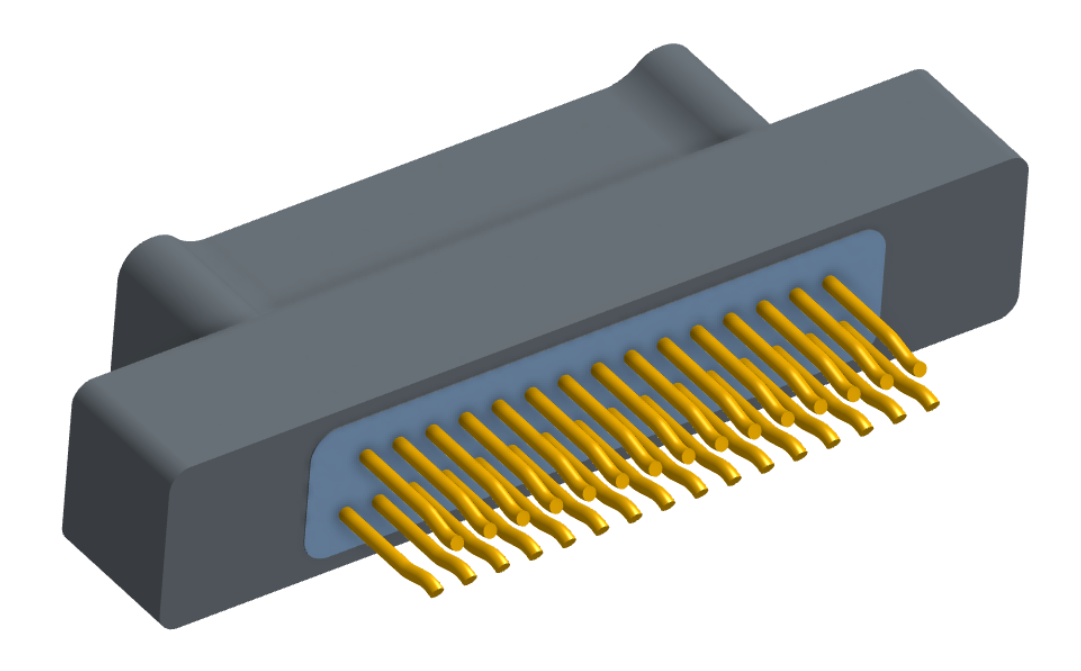 NM-212-031-125-0000 - Nano-miniature D-shaped straddle mount flex circuit board mount connector, 2 rows with 31 contacts, and no hardware. (Plug)
