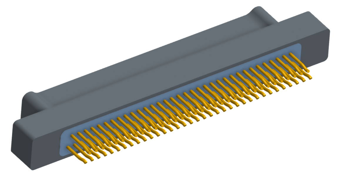 NM-213-069-125-0000 - Nano-miniature D-shaped straddle mount flex circuit board mount connector, 2 rows with 69 contacts, and no hardware. (Plug)
