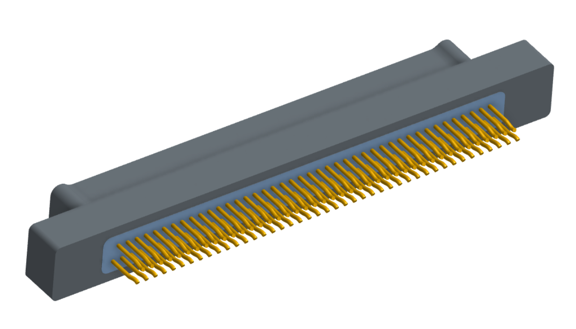 NM-212-085-128-0000 - Nano-miniature D-shaped straddle mount flex circuit board mount connector, 2 rows with 85 contacts, and no hardware. (Plug)