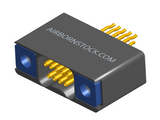 NM-225-009-225-TH00 - Nano-miniature D-shaped straddle mount flex circuit board mount connector with mounting holes, 2 rows with 9 contacts, and threaded holes for attachment hardware. (Receptacle)