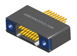 NM-225-015-225-TH00 - Nano-miniature D-shaped straddle mount flex circuit board mount connector with mounting holes, 2 rows with 15 contacts, and threaded holes for attachment hardware. (Receptacle)