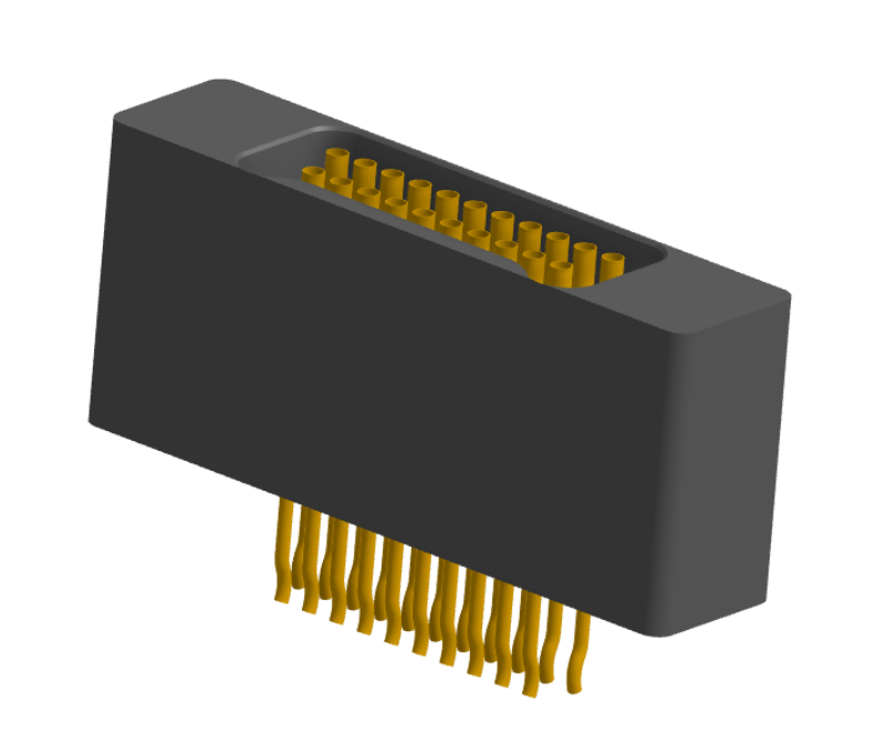 NM-225-021-225-0000 - Nano-miniature D-shaped straddle mount flex circuit board mount connector with mounting holes, 2 rows with 21 contacts, and no hardware. (Receptacle)