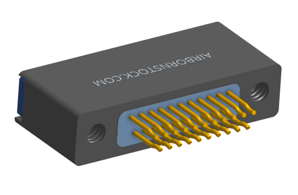 NM-225-021-225-TH00 - Nano-miniature D-shaped straddle mount flex circuit board mount connector with mounting holes, 2 rows with 21 contacts, and threaded holes for attachment hardware. (Receptacle)