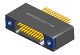 NM-225-021-225-TH00 - Nano-miniature D-shaped straddle mount flex circuit board mount connector with mounting holes, 2 rows with 21 contacts, and threaded holes for attachment hardware. (Receptacle)