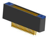 NM-225-037-225-TH00 - Nano-miniature D-shaped straddle mount flex circuit board mount connector with mounting holes, 2 rows with 37 contacts, and threaded holes for attachment hardware. (Receptacle)