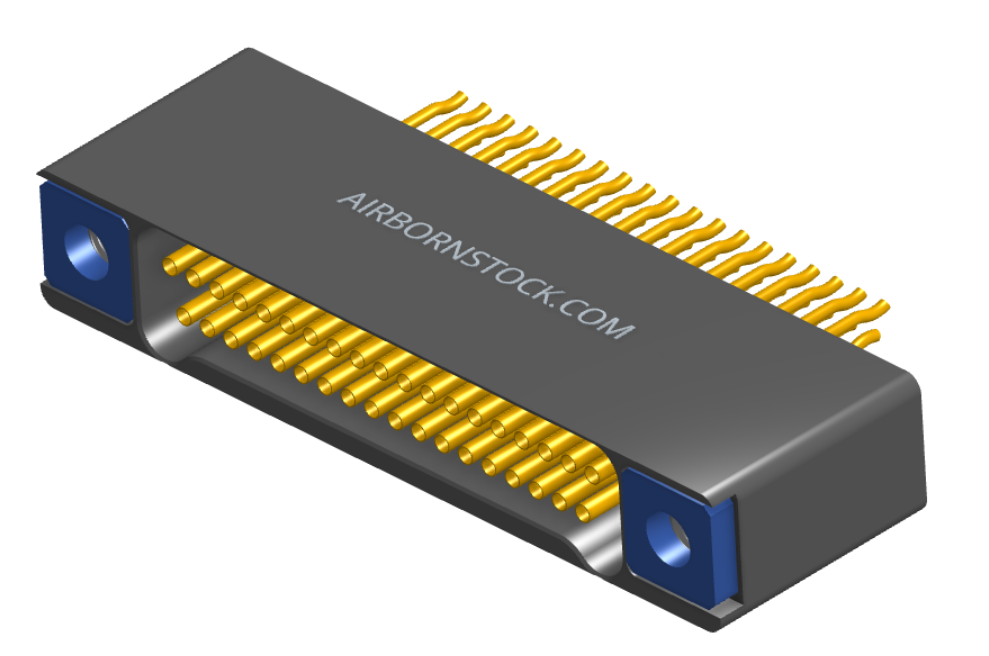 NM-225-037-225-TH00 - Nano-miniature D-shaped straddle mount flex circuit board mount connector with mounting holes, 2 rows with 37 contacts, and threaded holes for attachment hardware. (Receptacle)