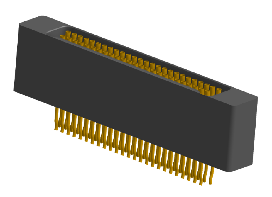 NM-225-051-225-0000 - Nano-miniature D-shaped straddle mount flex circuit board mount connector with mounting holes, 2 rows with 51 contacts, and no hardware. (Receptacle)
