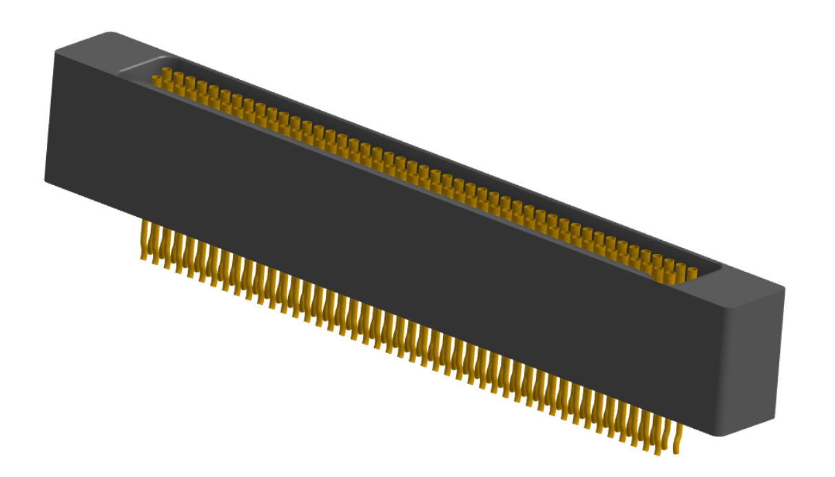 NM-225-091-225-0000 - Nano-miniature D-shaped straddle mount flex circuit board mount connector with mounting holes, 2 rows with 91 contacts, and no hardware. (Receptacle)