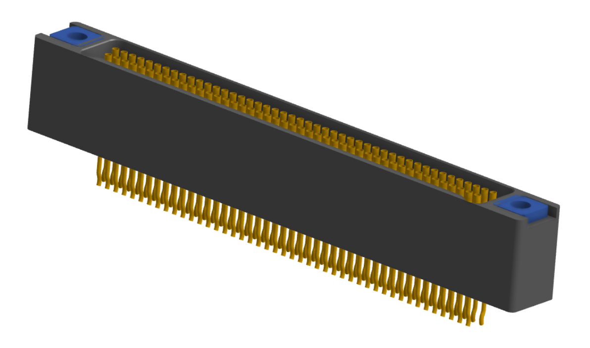 NM-225-091-228-TH00 - Nano-miniature D-shaped straddle mount flex circuit board mount connector with mounting holes, 2 rows with 91 contacts, and threaded holes for attachment hardware. (Receptacle)