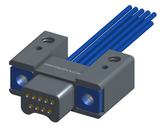 NM-232-009-161-THAA - Nano-miniature D-shaped I/O connector with mounting holes, 2 rows with 9 contacts, and threaded holes for attachment hardware. (Plug)