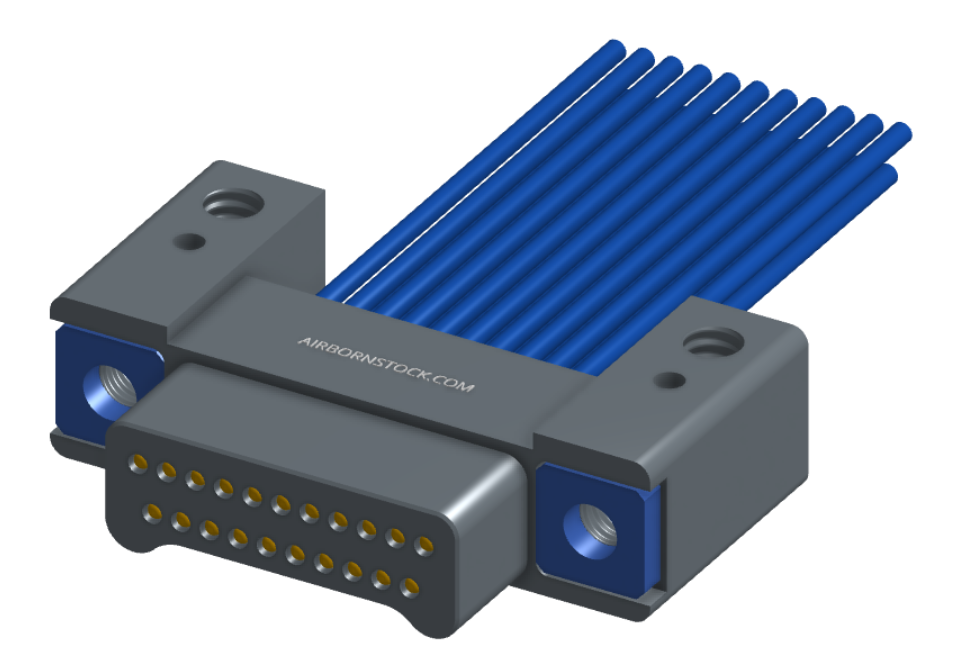 NM-232-021-161-THAA - Nano-miniature D-shaped I/O connector with mounting holes, 2 rows with 21 contacts, and threaded holes for attachment hardware. (Plug)