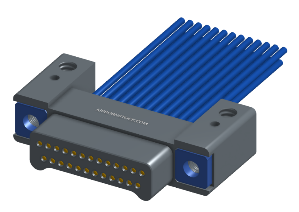 NM-232-025-161-THAA - Nano-miniature D-shaped I/O connector with mounting holes, 2 rows with 25 contacts, and threaded holes for attachment hardware. (Plug)