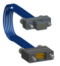 NM-2J4-009-PS1-JJAA - Nano-miniature D-shaped I/O jumper cable with 2 rows and 9 contacts and four turning jackscrews (2 per connector).