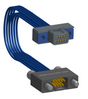 NM-2J4-009-PS1-TJAA - Nano-miniature D-shaped I/O jumper cable with 2 rows and 9 contacts and two threaded holes on the plug and two turning jackscrews on the receptacle.