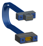 NM-2J4-009-PS1-TTAA - Nano-miniature D-shaped I/O jumper cable with 2 rows and 9 contacts and four threaded holes (2 per connector).