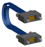 NM-2J4-009-SS1-JJAA - Nano-miniature D-shaped I/O jumper cable with 2 rows and 9 contacts and four turning jackscrews (2 per connector).