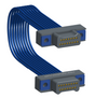 NM-2J4-015-PP1-TTAA - Nano-miniature D-shaped I/O jumper cable with 2 rows and 15 contacts and four threaded holes (2 per connector).