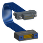 NM-2J4-015-PS1-JTAA - Nano-miniature D-shaped I/O jumper cable with 2 rows and 15 contacts and two turning jackscrews on the plug and two threaded holes on the receptacle.