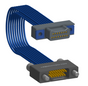 NM-2J4-015-PS1-TJAA - Nano-miniature D-shaped I/O jumper cable with 2 rows and 15 contacts and two threaded holes on the plug and two turning jackscrews on the receptacle.
