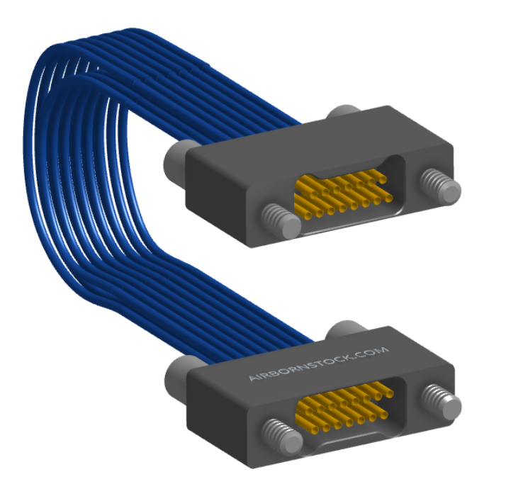 NM-2J3-015-SS1-JJAA - Nano-miniature D-shaped I/O jumper cable with 2 rows and 15 contacts and four turning jackscrews (2 per connector).