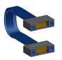 NM-2J4-015-SS1-TTAA - Nano-miniature D-shaped I/O jumper cable with 2 rows and 15 contacts and four threaded holes (2 per connector).