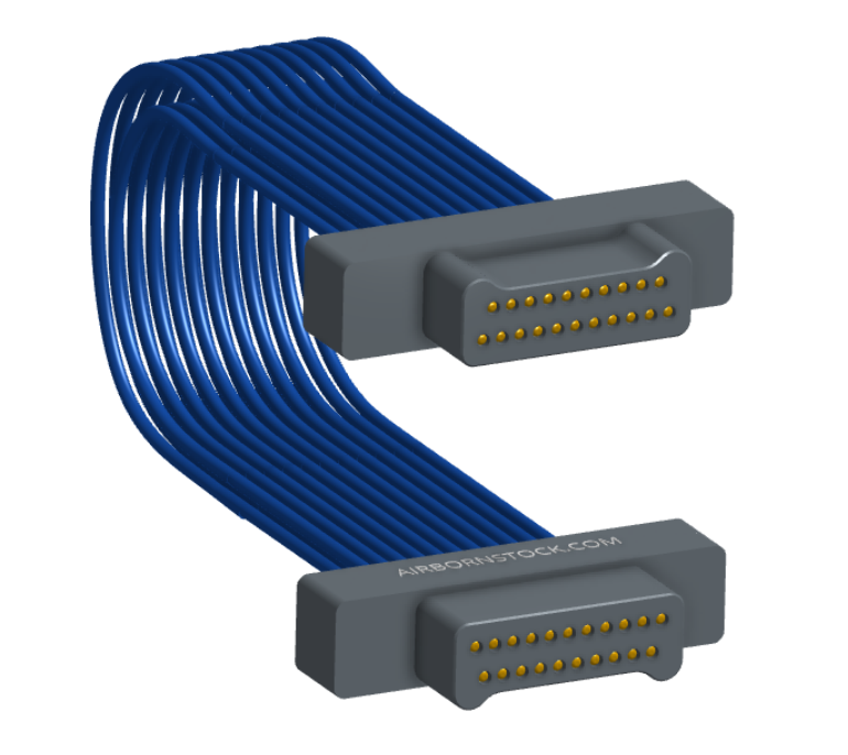 NM-2J4-021-PP1-00AA - Nano-miniature D-shaped I/O jumper cable with 2 rows and 21 contacts and no attachment hardware.