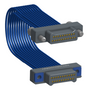 NM-2J4-021-PP1-JPAA - Nano-miniature D-shaped I/O jumper cable with 2 rows and 21 contacts and two turning jackscrews on one plug and two threaded holes on the other plug.