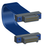 NM-2J4-021-PP1-TTAA - Nano-miniature D-shaped I/O jumper cable with 2 rows and 21 contacts and four threaded holes (2 per connector).