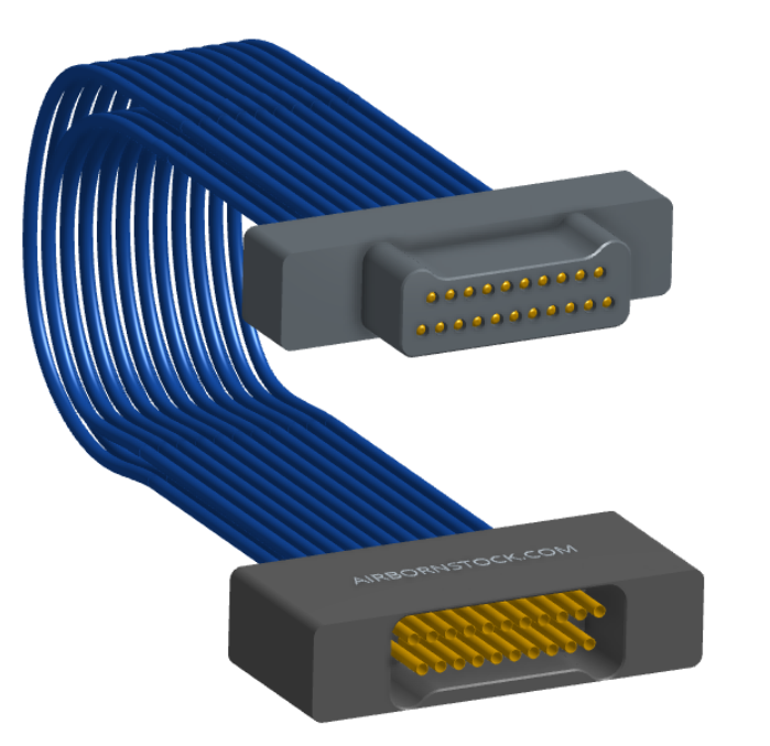 NM-2J2-021-PS1-00AA - Nano-miniature D-shaped I/O jumper cable with 2 rows and 21 contacts and no attachment hardware.
