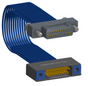 NM-2J4-021-PS1-JTAA - Nano-miniature D-shaped I/O jumper cable with 2 rows and 21 contacts and two turning jackscrews on the plug and two threaded holes on the receptacle.