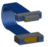 NM-2J5-021-PS1-TTAA - Nano-miniature D-shaped I/O jumper cable with 2 rows and 21 contacts and four threaded holes (2 per connector).