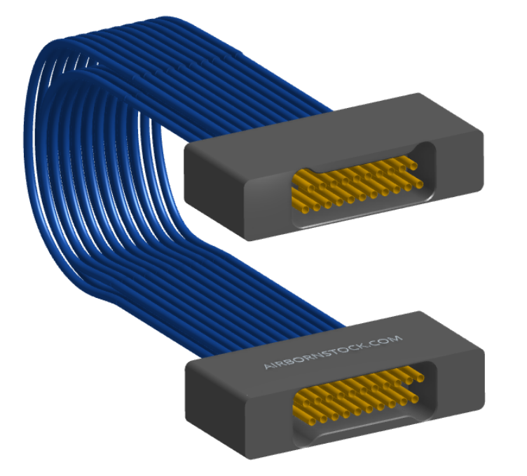 NM-2J2-021-SS1-00AA - Nano-miniature D-shaped I/O jumper cable with 2 rows and 21 contacts and no attachment hardware.