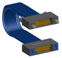 NM-2J4-021-SS1-JRAA - Nano-miniature D-shaped I/O jumper cable with 2 rows and 21 contacts and two turning jackscrews on one receptacle and two threaded holes on the other receptacle.