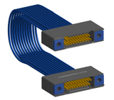 NM-2J5-021-SS1-TTAA - Nano-miniature D-shaped I/O jumper cable with 2 rows and 21 contacts and four threaded holes (2 per connector).