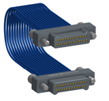 NM-2J5-025-PP1-JJAA - Nano-miniature D-shaped I/O jumper cable with 2 rows and 25 contacts and four turning jackscrews (2 per connector).
