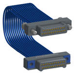 NM-2J5-025-PP1-JPAA - Nano-miniature D-shaped I/O jumper cable with 2 rows and 25 contacts and two turning jackscrews on one plug and two threaded holes on the other plug.