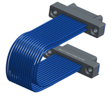 NM-2J5-025-PP1-TTAA - Nano-miniature D-shaped I/O jumper cable with 2 rows and 25 contacts and four threaded holes (2 per connector).