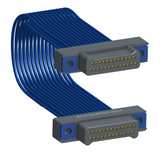 NM-2J5-025-PP1-TTAA - Nano-miniature D-shaped I/O jumper cable with 2 rows and 25 contacts and four threaded holes (2 per connector).