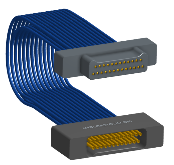 NM-2J3-025-PS1-00AA - Nano-miniature D-shaped I/O jumper cable with 2 rows and 25 contacts and no attachment hardware.