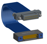 NM-2J5-025-PS1-JTAA - Nano-miniature D-shaped I/O jumper cable with 2 rows and 25 contacts and two turning jackscrews on the plug and two threaded holes on the receptacle.