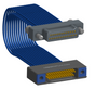 NM-2J4-025-PS1-JTAA - Nano-miniature D-shaped I/O jumper cable with 2 rows and 25 contacts and two turning jackscrews on the plug and two threaded holes on the receptacle.