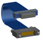 NM-2J4-025-PS1-TJAA - Nano-miniature D-shaped I/O jumper cable with 2 rows and 25 contacts and two threaded holes on the plug and two turning jackscrews on the receptacle.