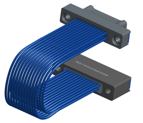 NM-2J5-025-PS1-TTAA - Nano-miniature D-shaped I/O jumper cable with 2 rows and 25 contacts and four threaded holes (2 per connector).