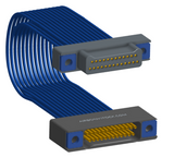 NM-2J5-025-PS1-TTAA - Nano-miniature D-shaped I/O jumper cable with 2 rows and 25 contacts and four threaded holes (2 per connector).