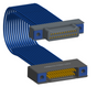 NM-2J4-025-PS1-TTAA - Nano-miniature D-shaped I/O jumper cable with 2 rows and 25 contacts and four threaded holes (2 per connector).